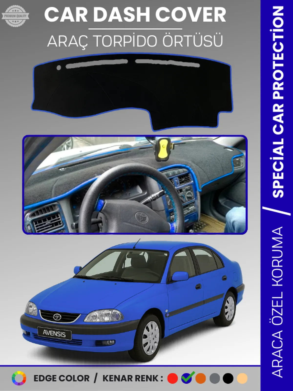 TOYOTA AVENSİS T220 (1997-2002) Uyumlu Torpido Örtüsü Araca Özel Ön Göğüs Koruma