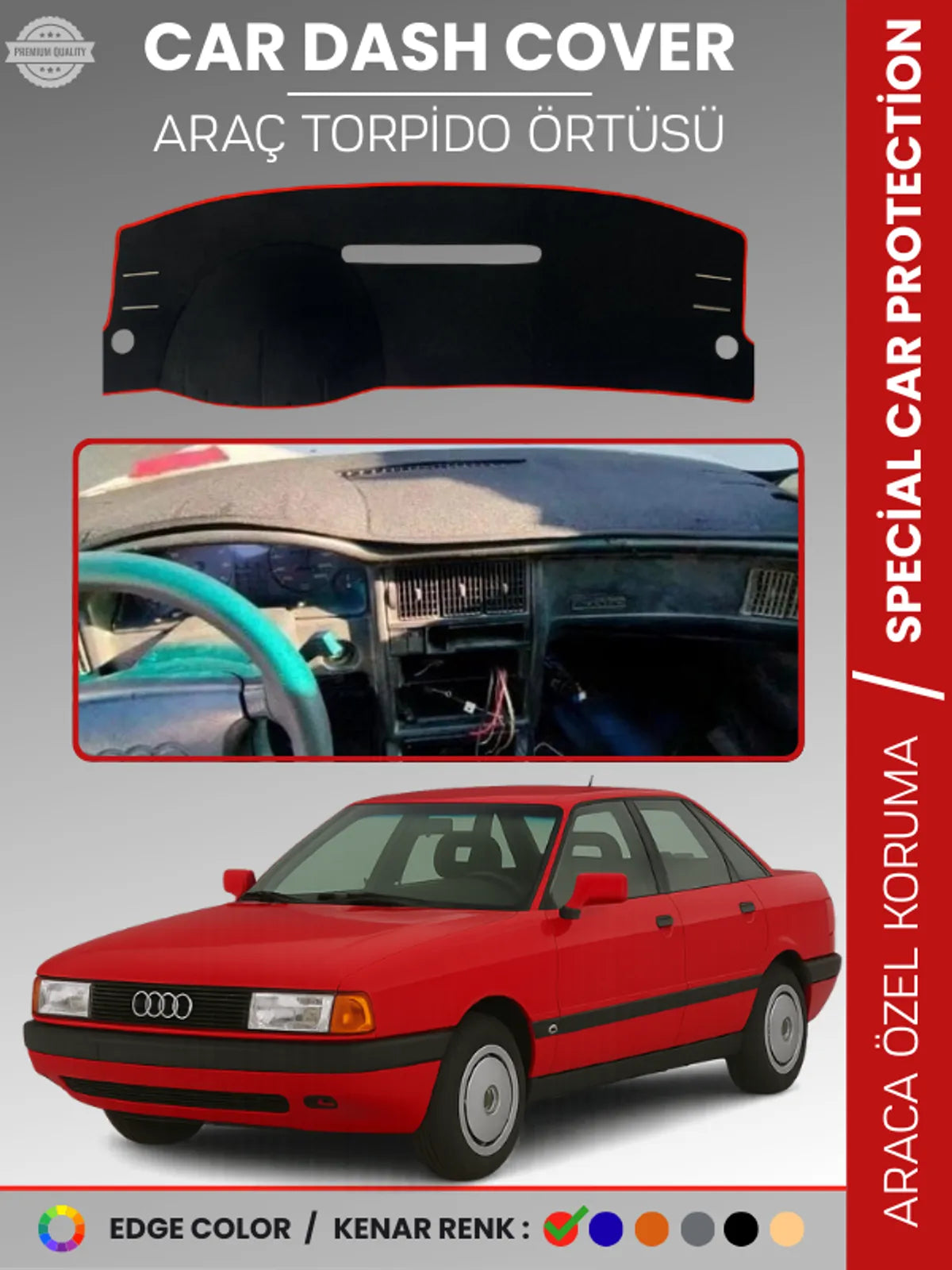 AUDİ 80 (1986-1996) Uyumlu Torpido Örtüsü Araca Özel Ön Göğüs Koruma