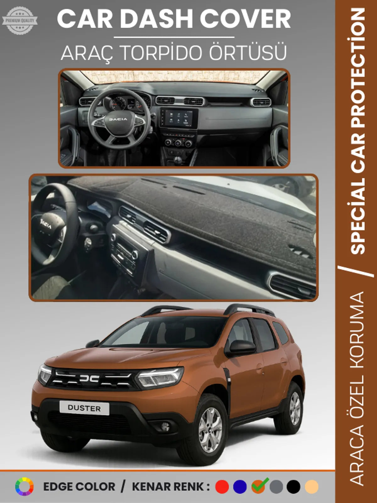 DACIA DUSTER (2023+) Uyumlu Torpido Örtüsü Araca Özel Ön Göğüs Koruma