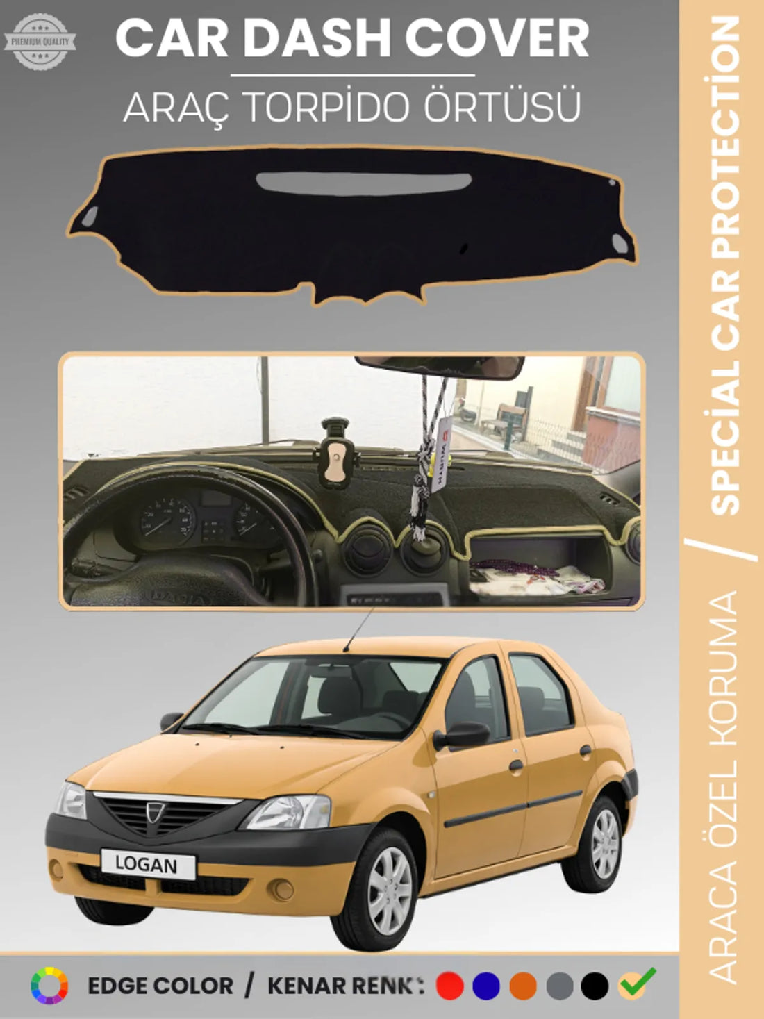 DACIA LOGAN 1 (2004-2012) Uyumlu Torpido Örtüsü Araca Özel Ön Göğüs Koruma