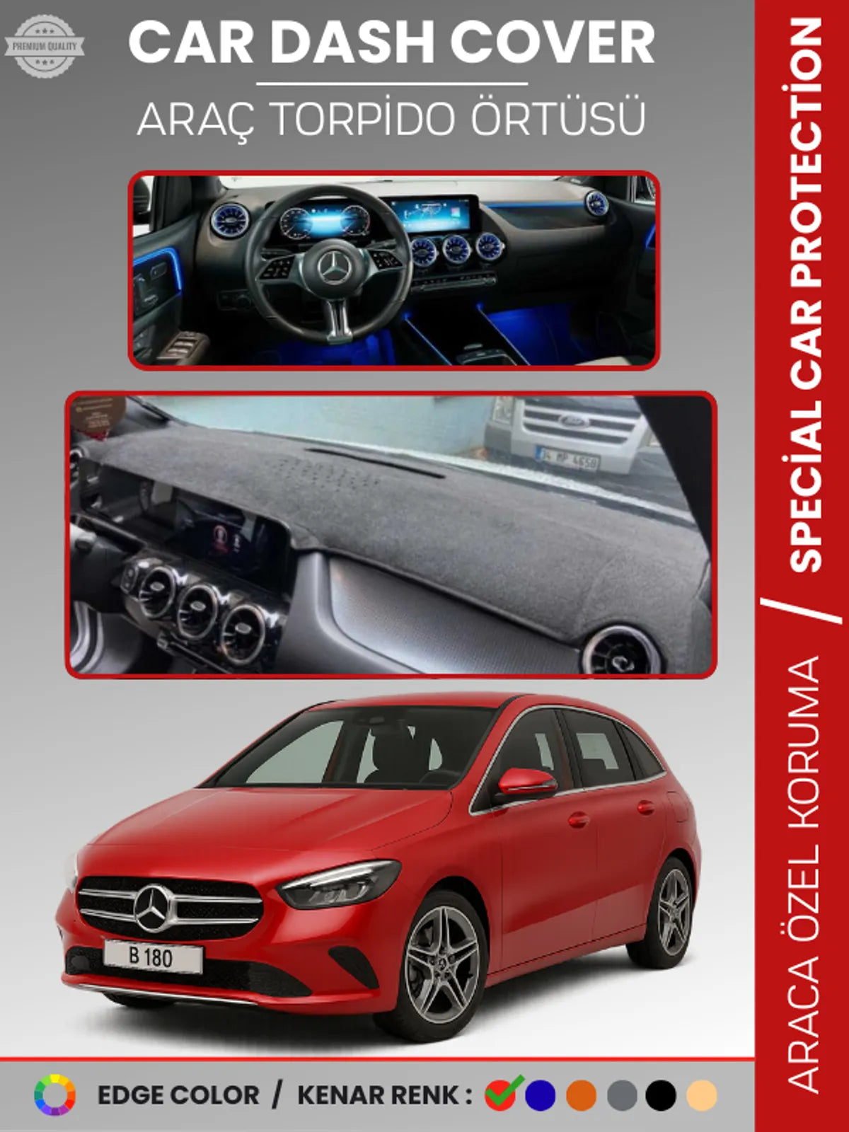 MERCEDES B-CLASS W247 (2019-2023) Uyumlu Torpido Örtüsü Araca Özel Ön Göğüs Koruma
