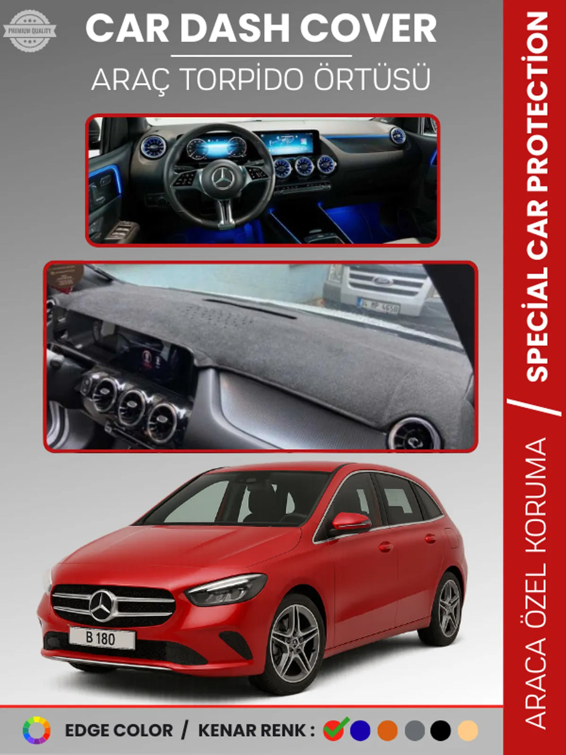 MERCEDES B-CLASS W247 (2019-2023) Uyumlu Torpido Örtüsü Araca Özel Ön Göğüs Koruma