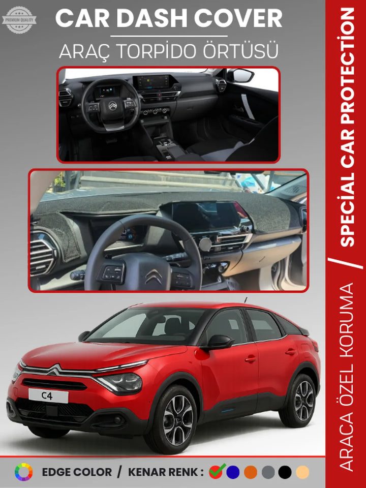 CITROEN C4 (2020-2025) Uyumlu Torpido Örtüsü Araca Özel Ön Göğüs Koruma