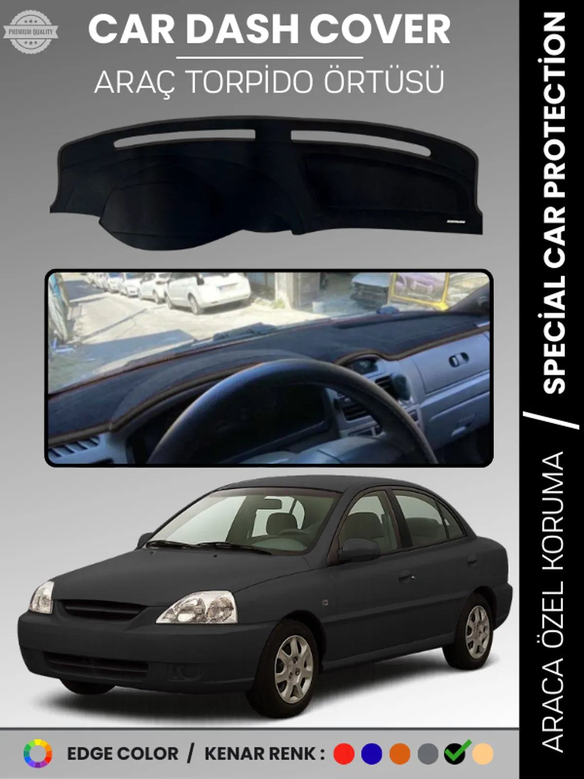 KİA RİO (2000-2005) Uyumlu Torpido Örtüsü Araca Özel Ön Göğüs Koruma