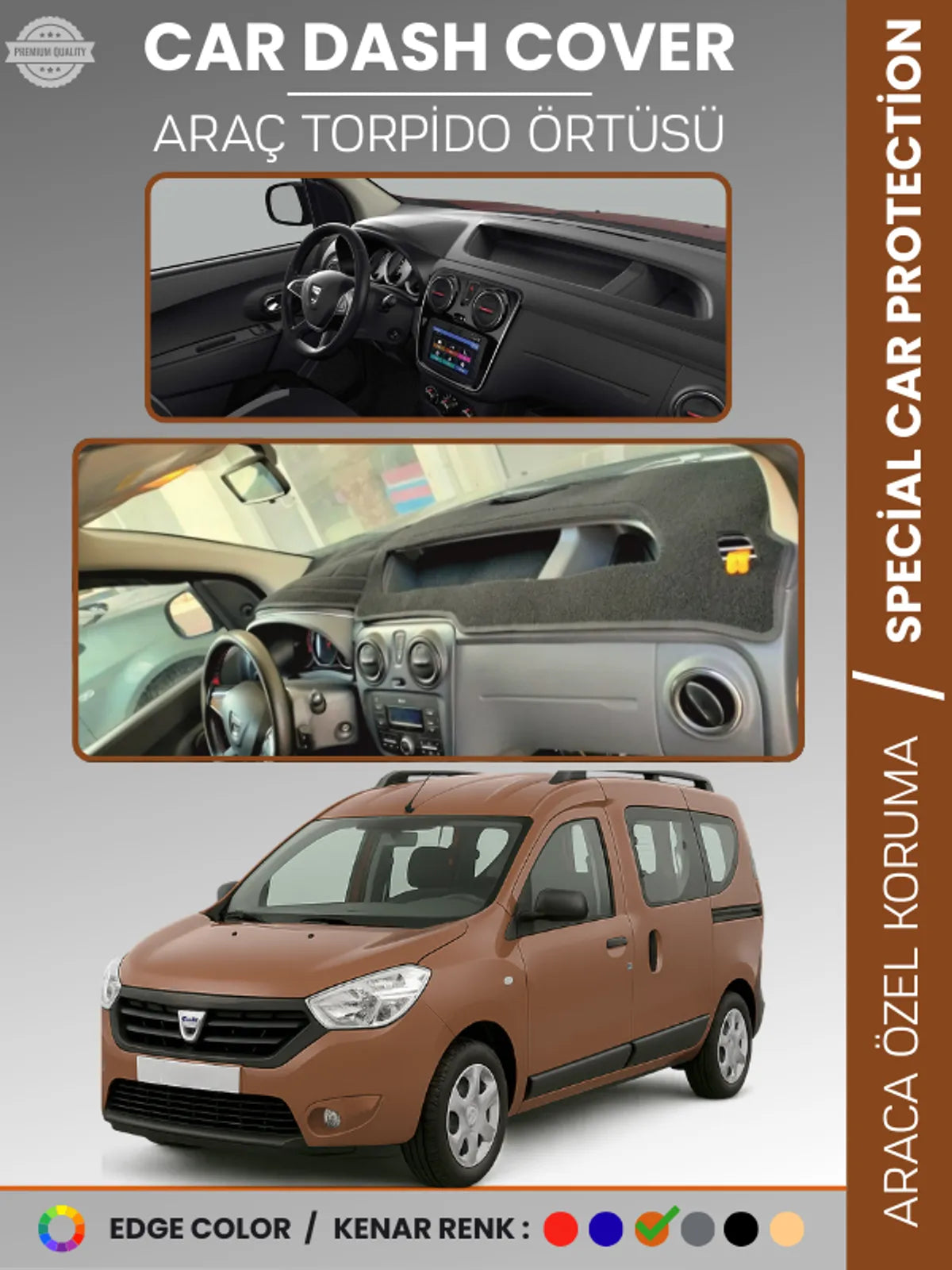 DACIA DOKKER (2012-2020) Uyumlu Torpido Örtüsü Araca Özel Ön Göğüs Koruma