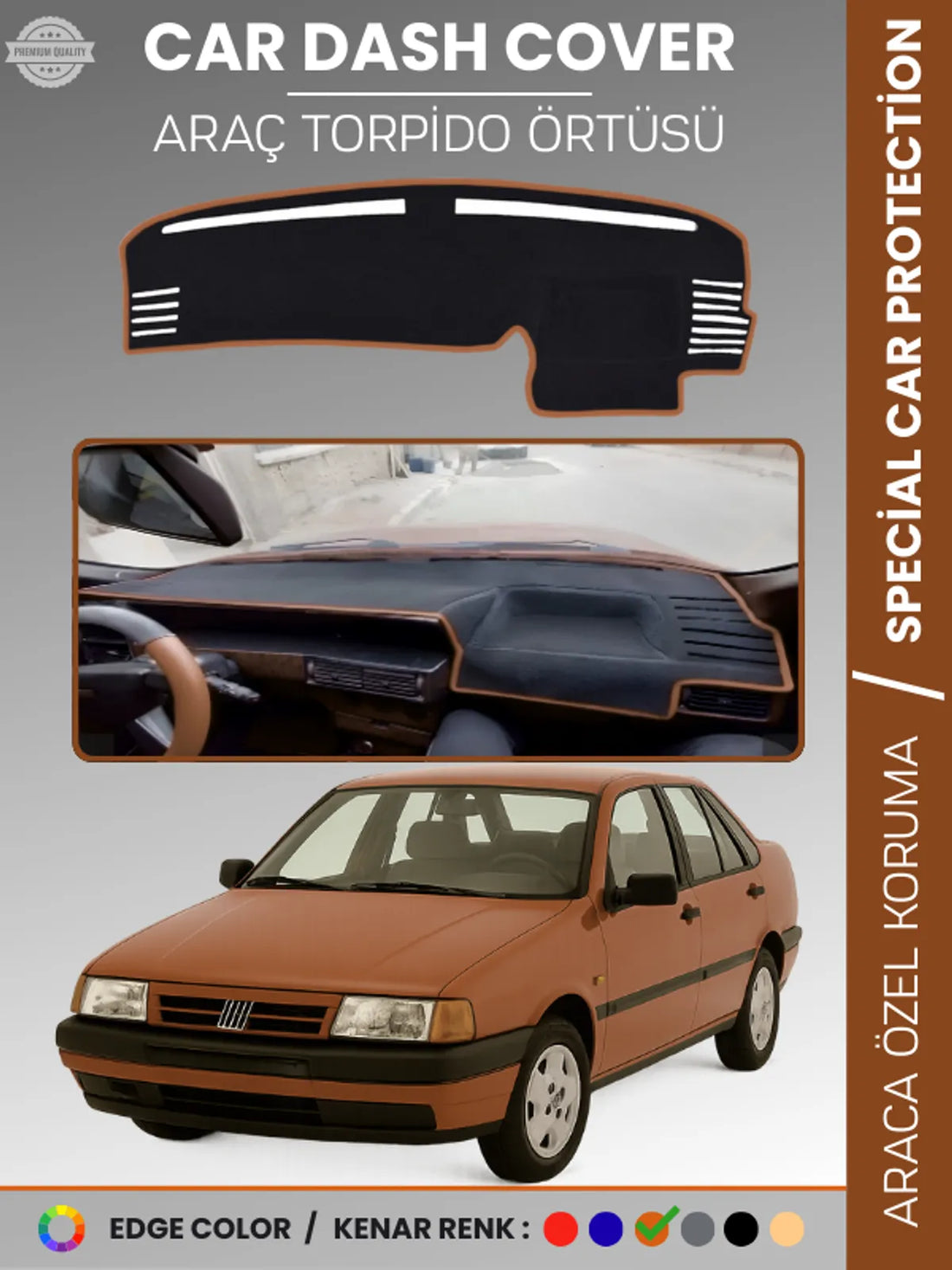FIAT TEMPRA ANALOG MODEL DİJİTAL EKRAN Uyumlu Torpido Örtüsü Araca Özel Ön Göğüs Koruma