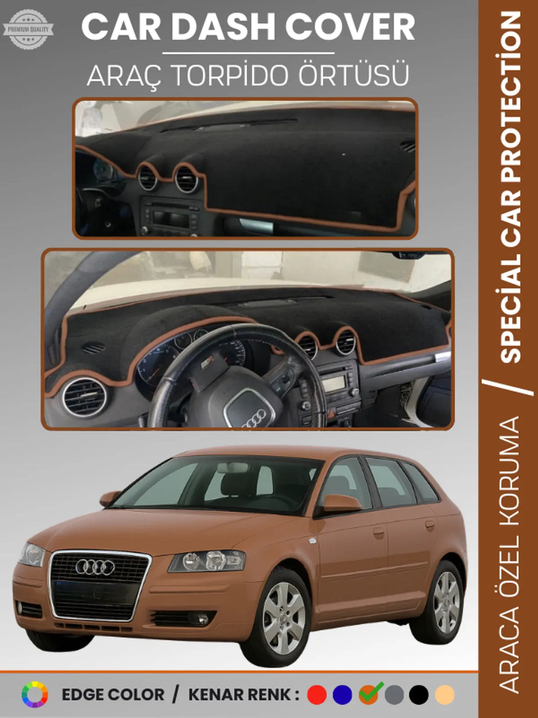 AUDI A3 (2004-2008) Uyumlu Torpido Örtüsü Araca Özel Ön Göğüs Koruma