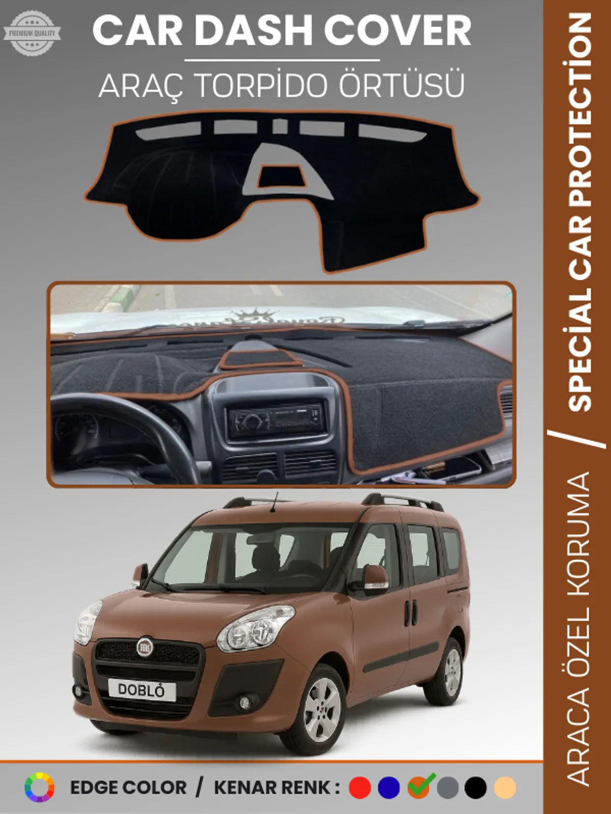 FIAT DOBLO D3 KAPAKLI (2013-2015) Uyumlu Torpido Örtüsü Araca Özel Ön Göğüs Koruma