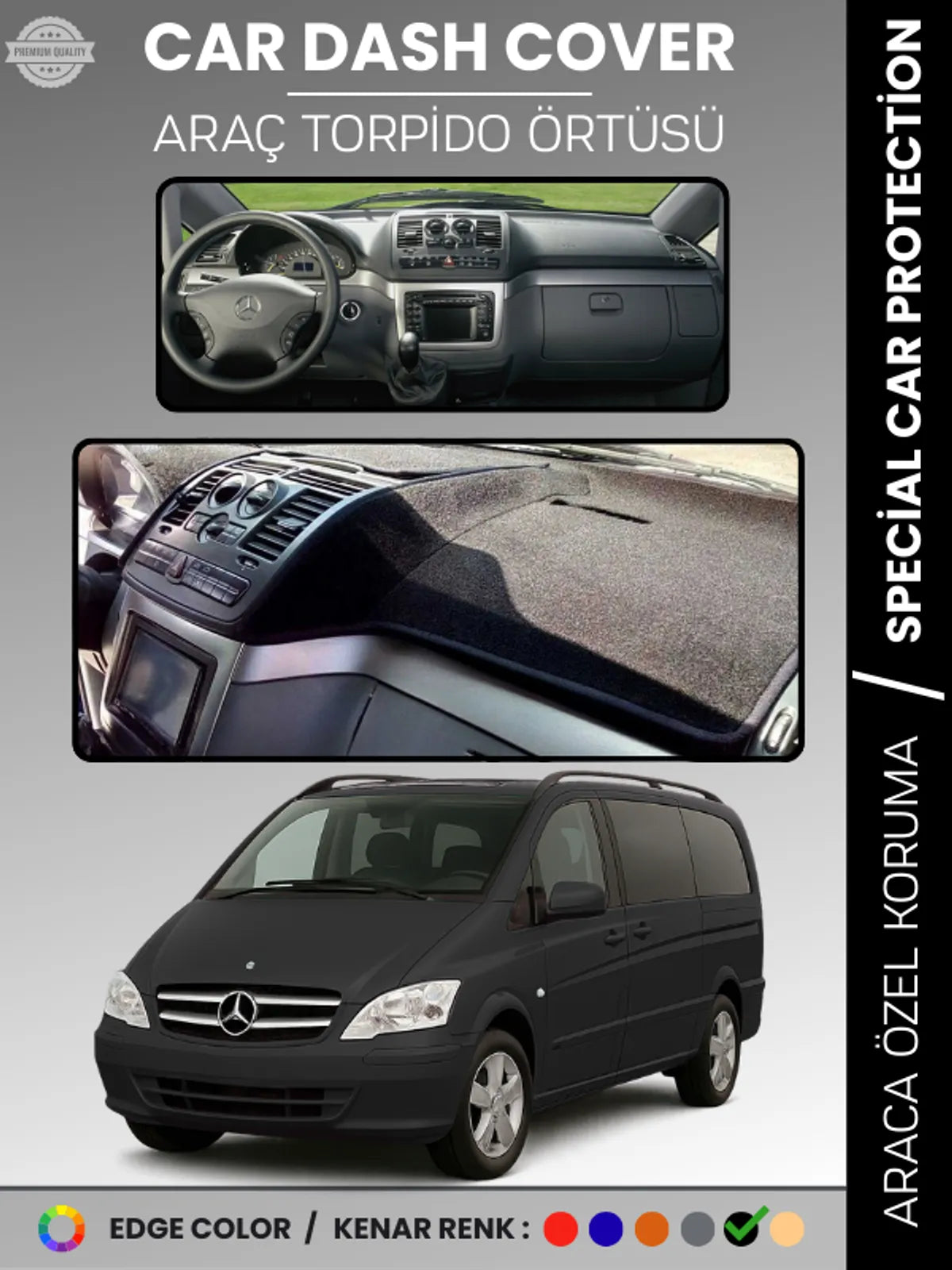 MERCEDES VITO / VIANO W639 (2003-2014) Uyumlu Torpido Örtüsü Araca Özel Ön Göğüs Koruma
