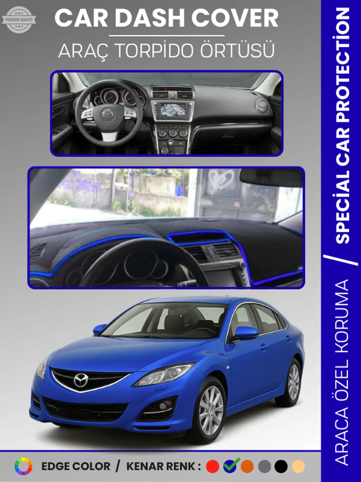 MAZDA 6 (2007-2013) Uyumlu Torpido Örtüsü Araca Özel Ön Göğüs Koruma