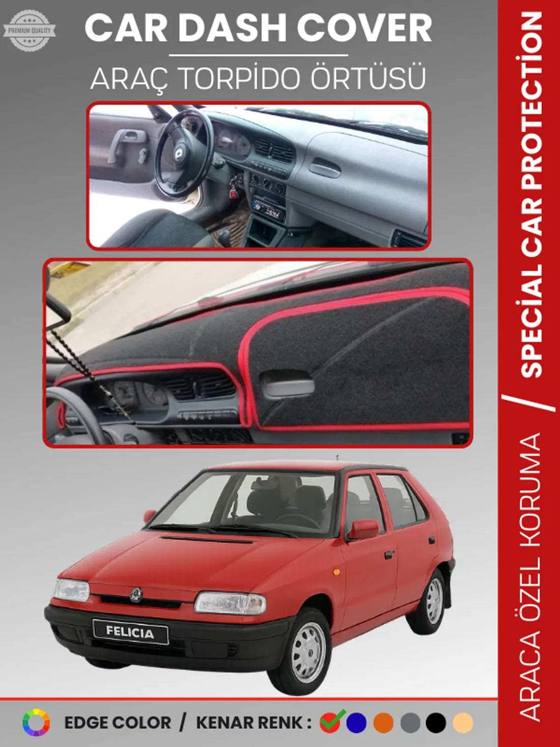 SKODA FELICIA (1994-2001) Uyumlu Torpido Örtüsü Araca Özel Ön Göğüs Koruma