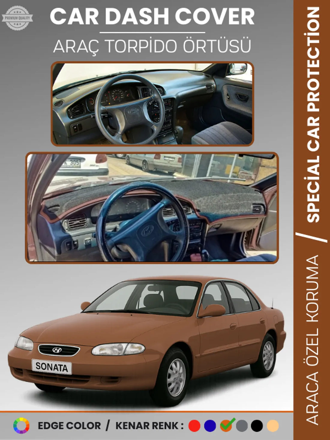 HYUNDAİ SONATA (1993-1998) Uyumlu Torpido Örtüsü Araca Özel Ön Göğüs Koruma