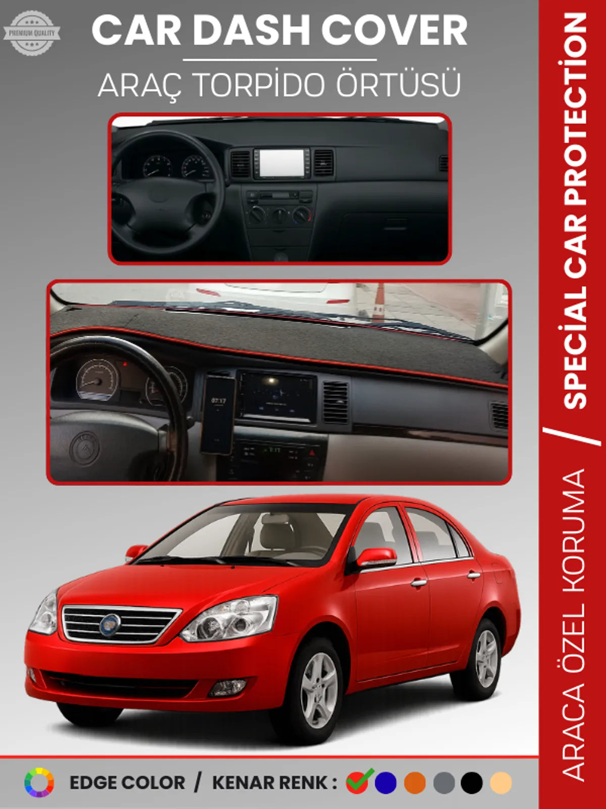 GEELY FC (2008-2012) Uyumlu Torpido Örtüsü Araca Özel Ön Göğüs Koruma