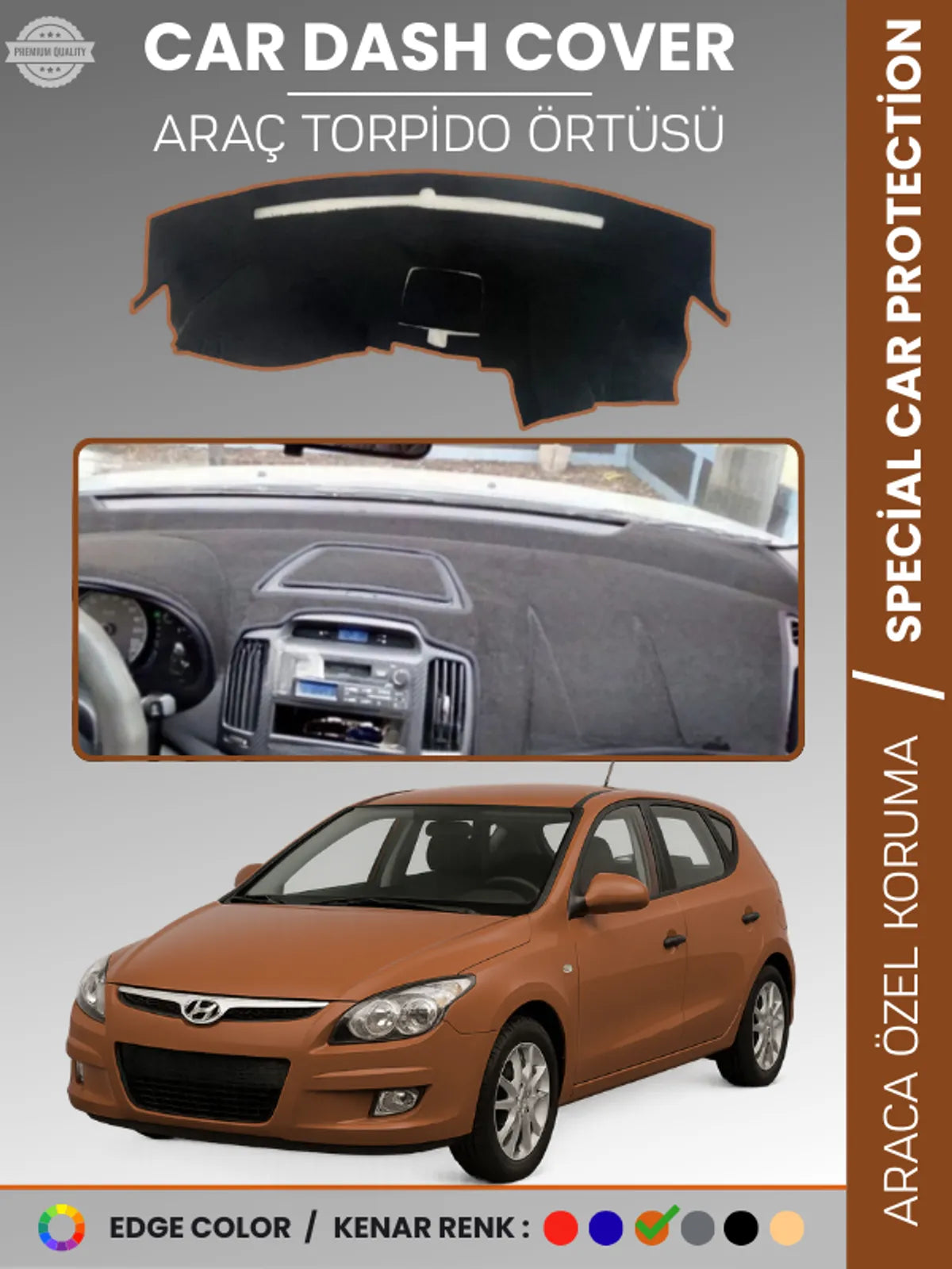 HYUNDAİ İ30 (2007-2012) Uyumlu Torpido Örtüsü Araca Özel Ön Göğüs Koruma