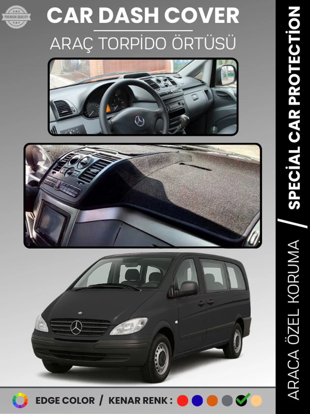 MERCEDES VITO / VIANO W639 (2003-2014) Uyumlu Torpido Örtüsü Araca Özel Ön Göğüs Koruma