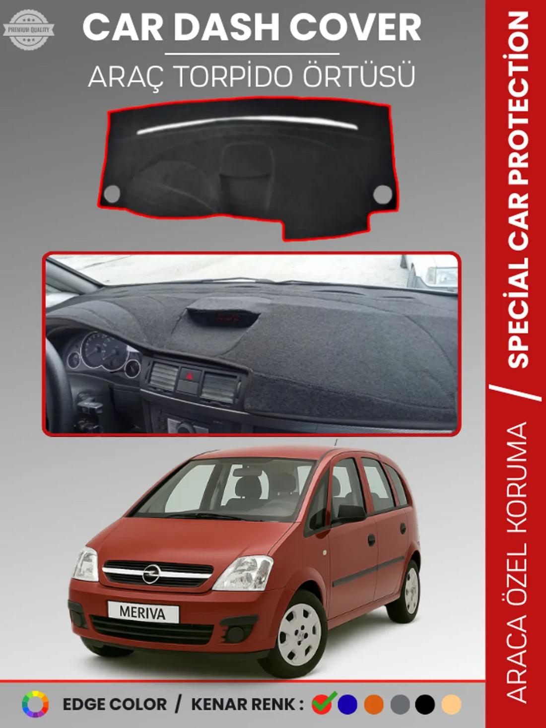 OPEL MERİVA A (2003-2010) Uyumlu Torpido Örtüsü Araca Özel Ön Göğüs Koruma