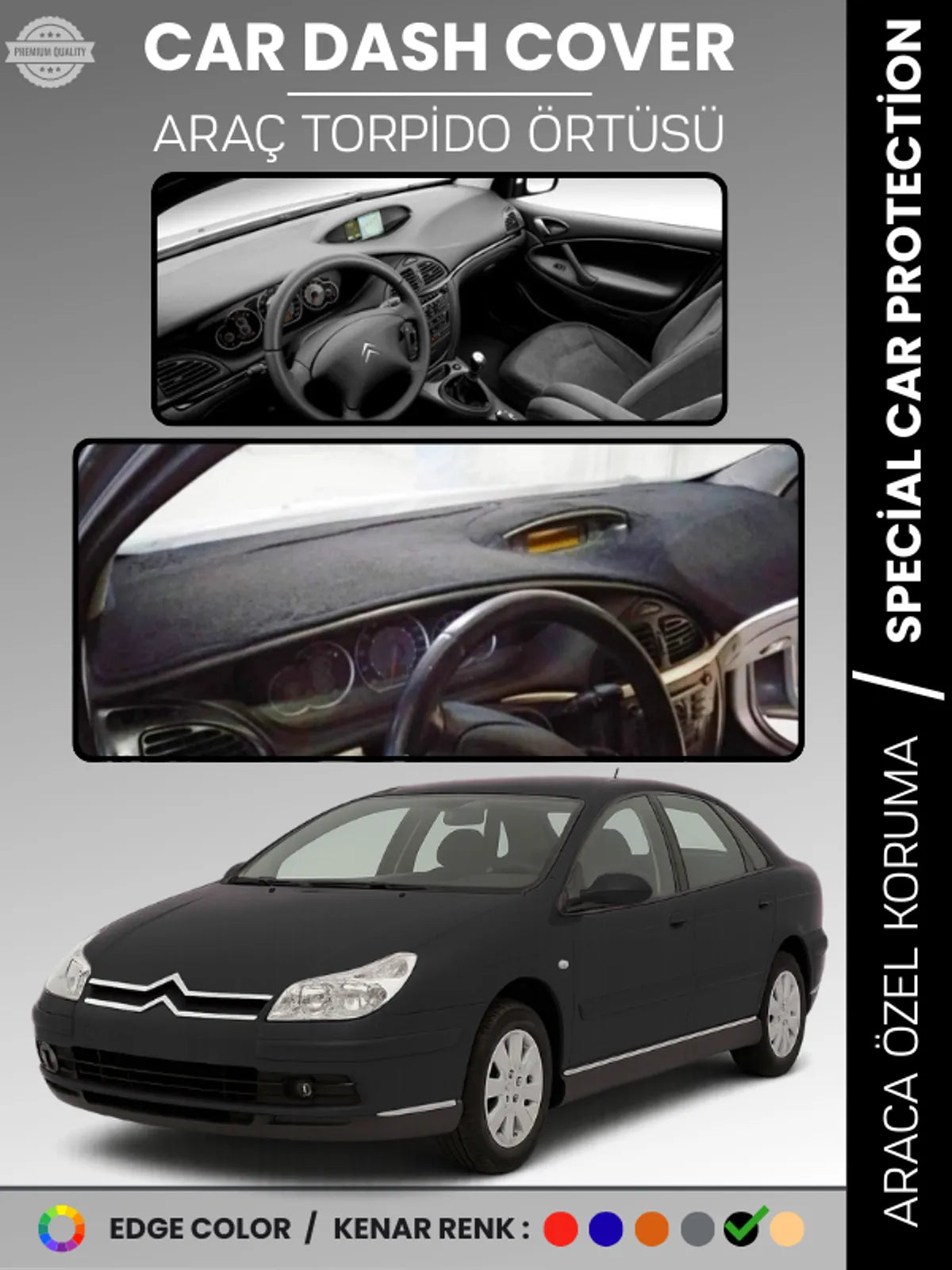 CITROEN C5 (2004-2008) Uyumlu Torpido Örtüsü Araca Özel Ön Göğüs Koruma