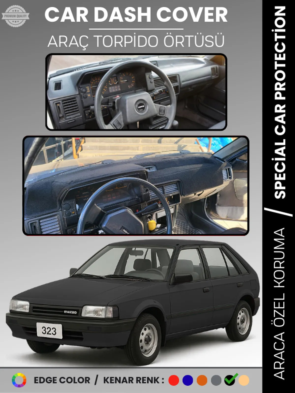 MAZDA 323 BF (1985-1989) Uyumlu Torpido Örtüsü Araca Özel Ön Göğüs Koruma