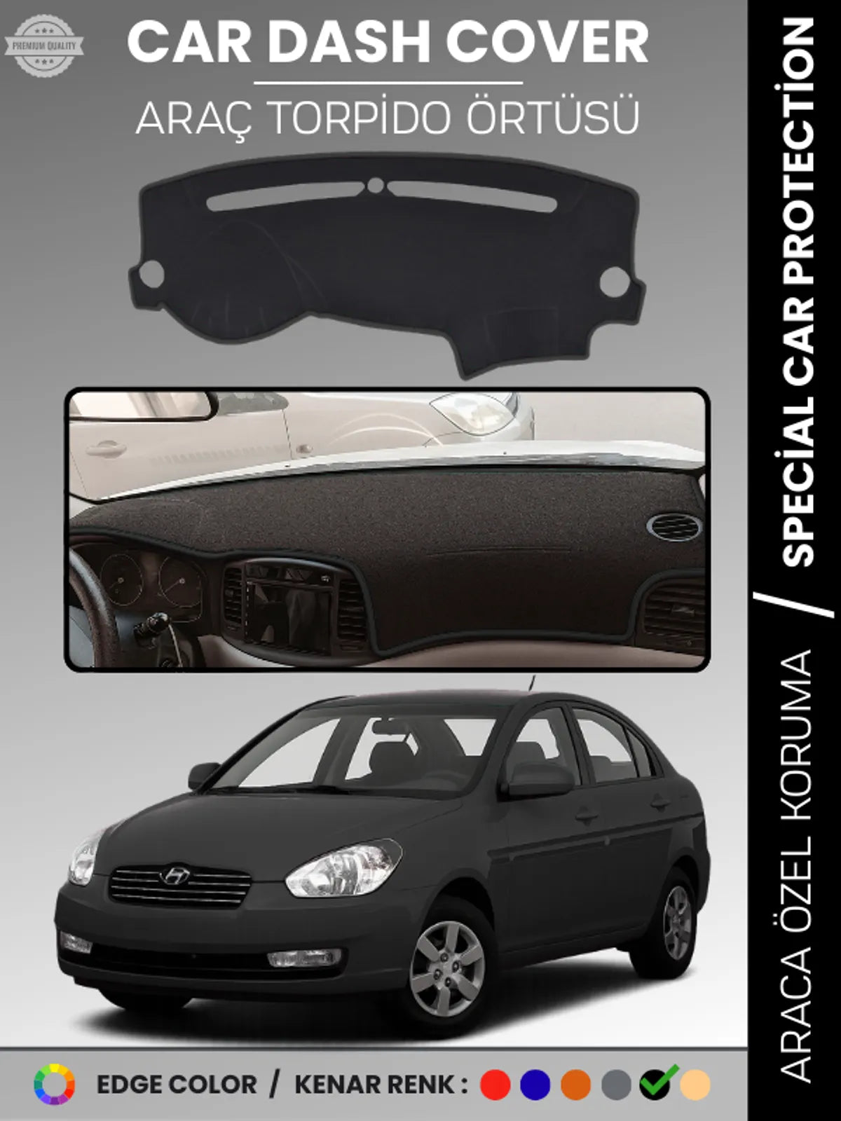 HYUNDAİ ACCENT (2006-2011) Uyumlu Torpido Örtüsü Araca Özel Ön Göğüs Koruma