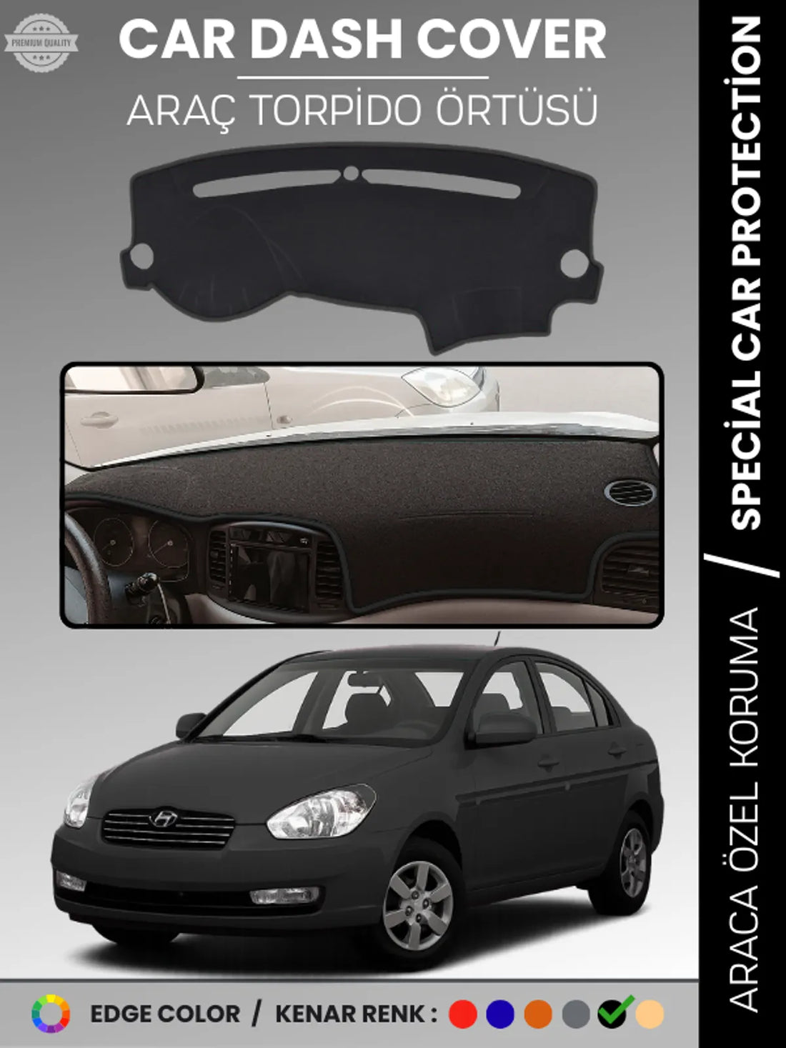 HYUNDAİ ACCENT (2006-2011) Uyumlu Torpido Örtüsü Araca Özel Ön Göğüs Koruma