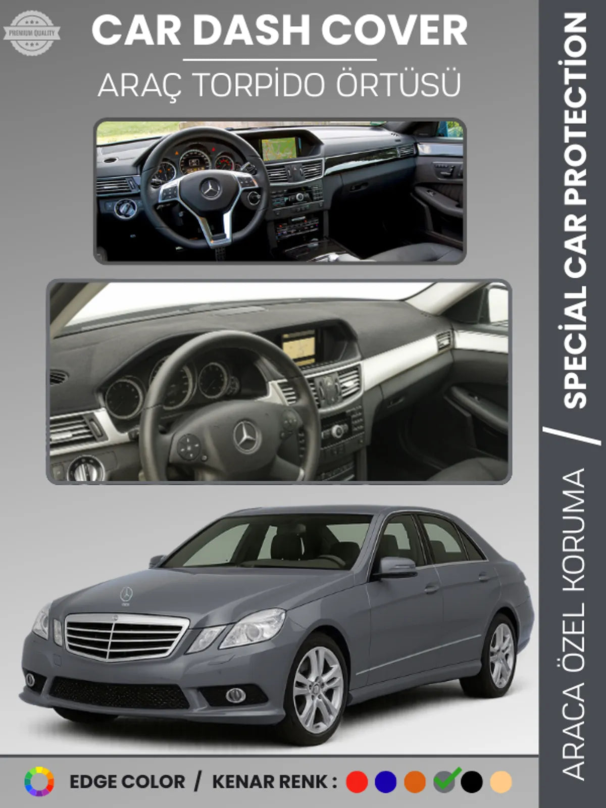 MERCEDES E200 / E220 / E250 / E300 W212 (2009-2016) Uyumlu Torpido Örtüsü Araca Özel Ön Göğüs Koruma