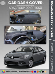 RENAULT FLUENCE NAVİGASYONLU BÜYÜK EKRANLI (2013-2016) Uyumlu Torpido Örtüsü Araca Özel Ön Göğüs Koruma