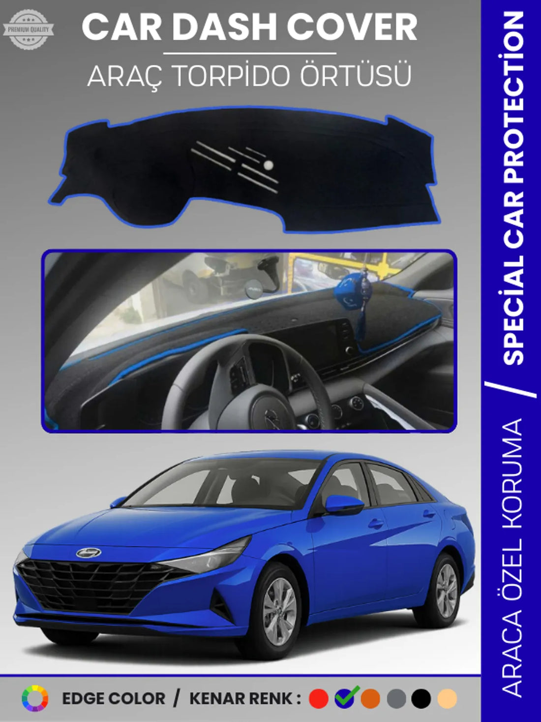HYUNDAİ ELANTRA (2021+) Uyumlu Torpido Örtüsü Araca Özel Ön Göğüs Koruma