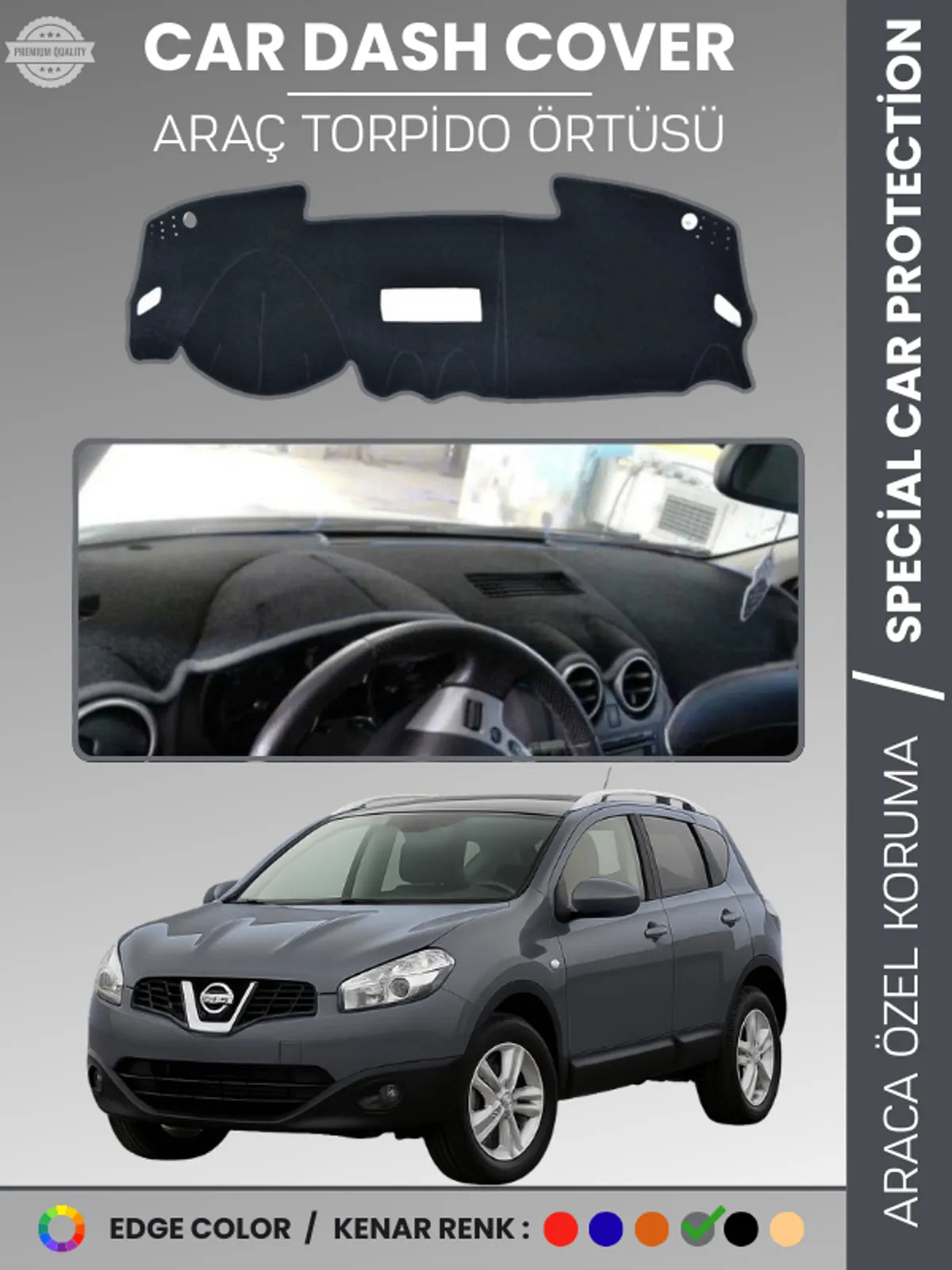 NİSSAN QASHQAİ J10 (2007-2013) Uyumlu Torpido Örtüsü Araca Özel Ön Göğüs Koruma