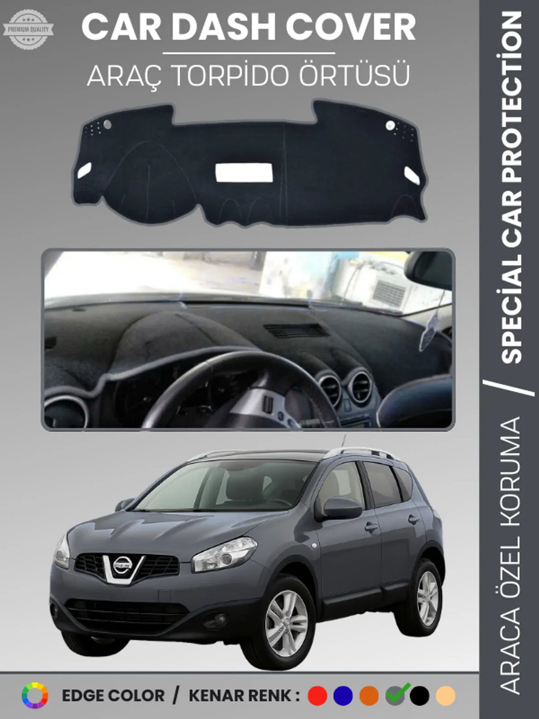 NİSSAN QASHQAİ J10 (2007-2013) Uyumlu Torpido Örtüsü Araca Özel Ön Göğüs Koruma