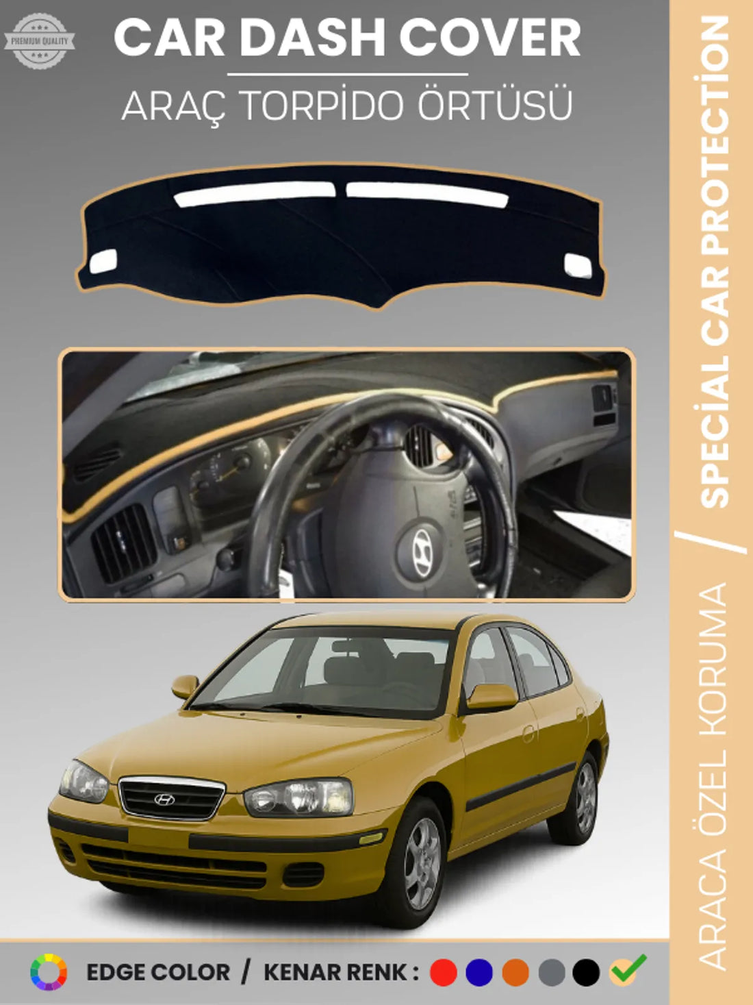 HYUNDAİ ELANTRA (1997-2006) Uyumlu Torpido Örtüsü Araca Özel Ön Göğüs Koruma
