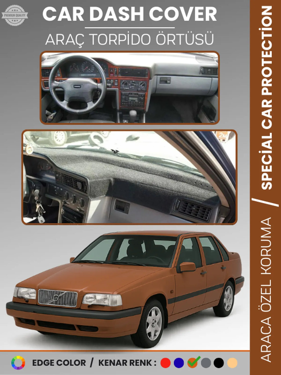 VOLVO 850 (1991-1997) Uyumlu Torpido Örtüsü Araca Özel Ön Göğüs Koruma