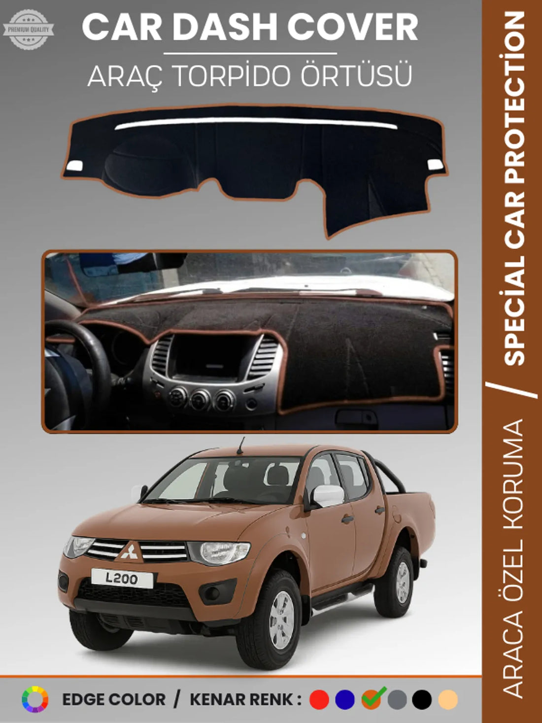 MITSUBISHI L200 (2006-2015) Uyumlu Torpido Örtüsü Araca Özel Ön Göğüs Koruma