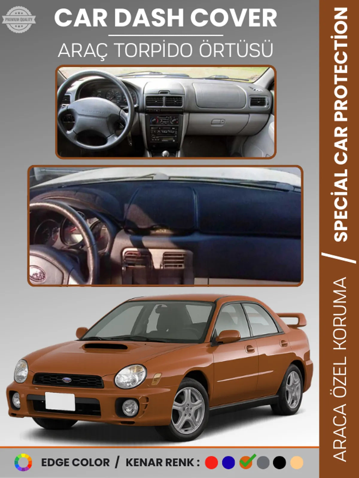 SUBARU IMPREZZA (1998-2000) Uyumlu Torpido Örtüsü Araca Özel Ön Göğüs Koruma