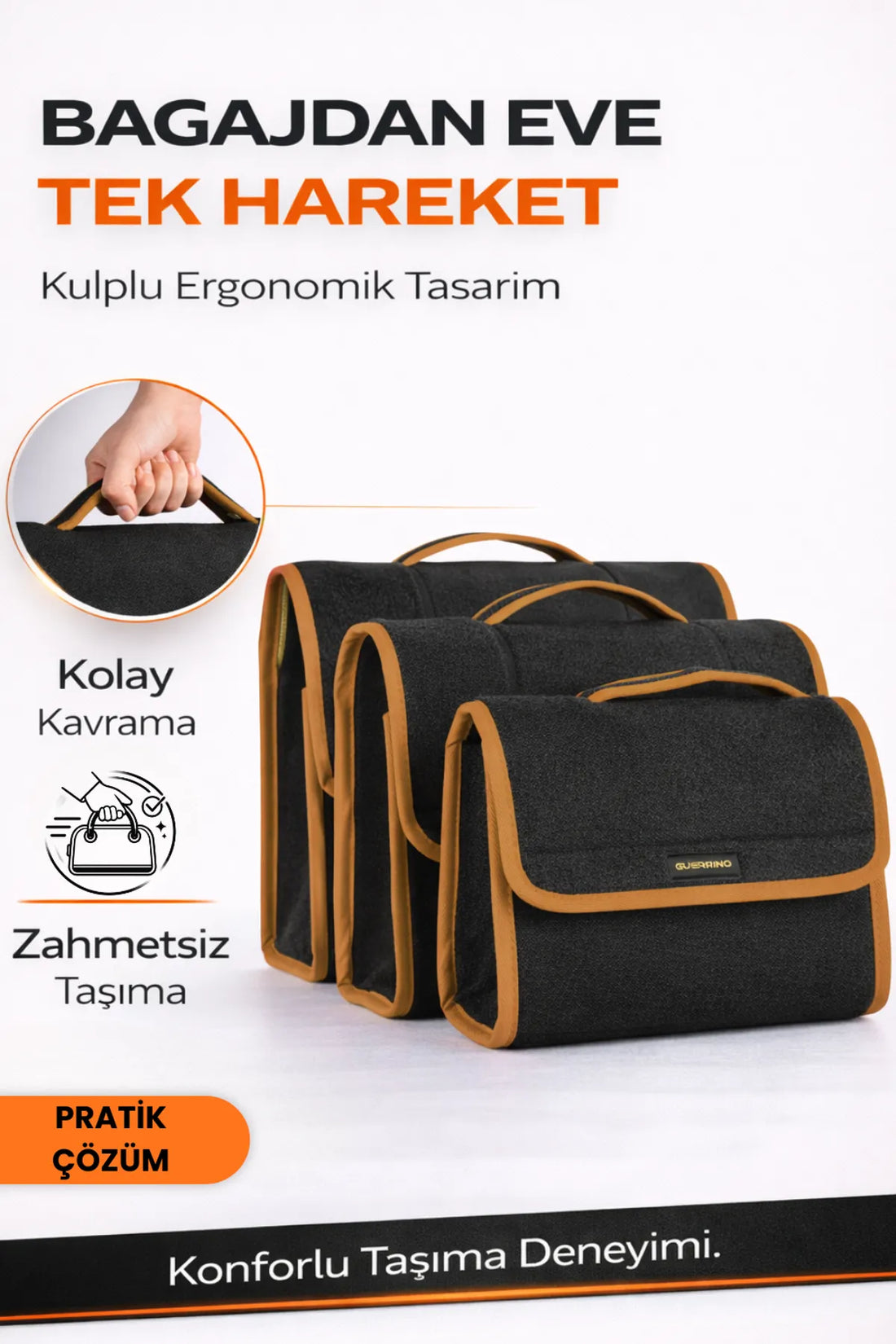 Oto Bagaj Çantası 3'lü Kombo Boy Kaymaz Cırt Bantlı Velur Kompakt Düzenleyici