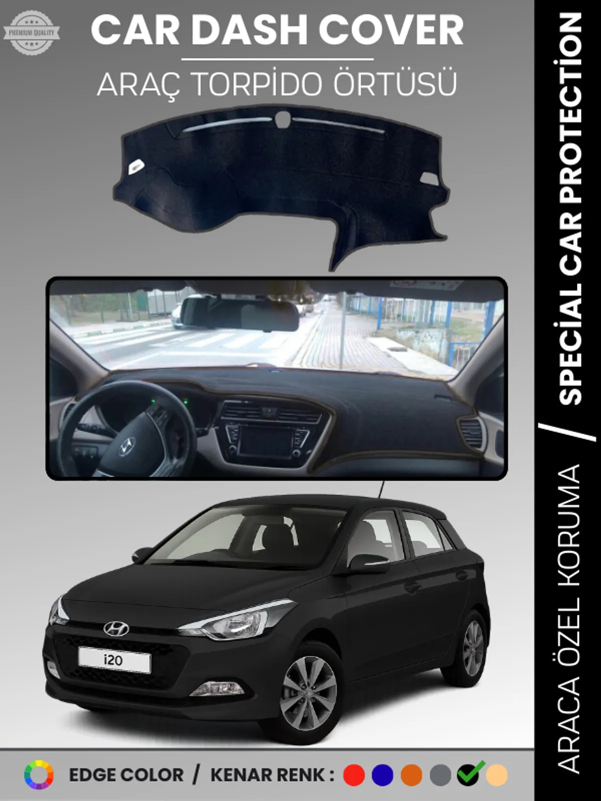 HYUNDAİ İ20 (2008-2014) Uyumlu Torpido Örtüsü Araca Özel Ön Göğüs Koruma
