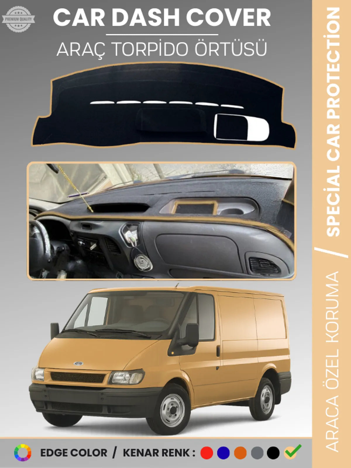 FORD TRANSİT (2006-2012) Uyumlu Torpido Örtüsü Araca Özel Ön Göğüs Koruma