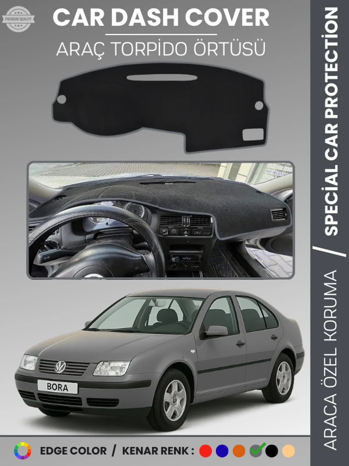 VOLKSWAGEN BORA (1997-2003) Uyumlu Torpido Örtüsü Araca Özel Ön Göğüs Koruma