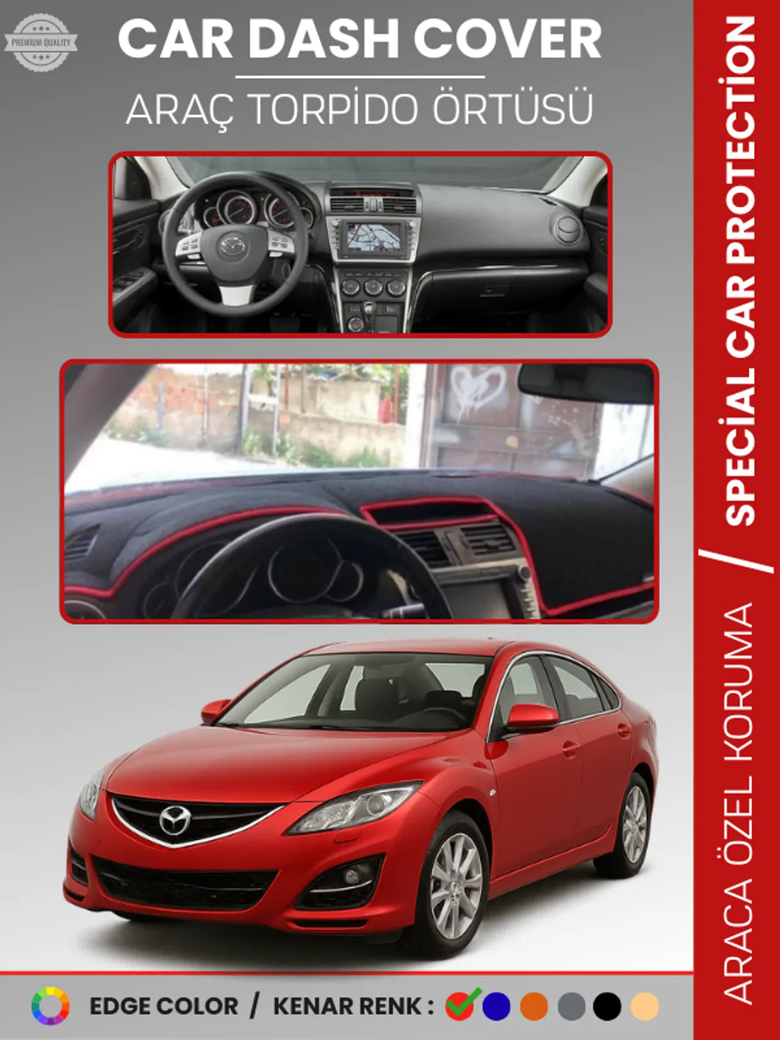 MAZDA 6 (2007-2013) Uyumlu Torpido Örtüsü Araca Özel Ön Göğüs Koruma
