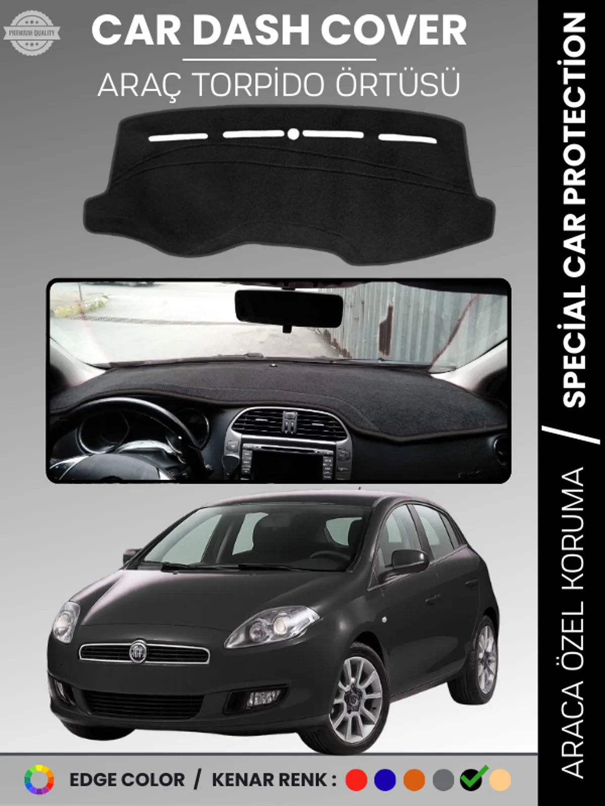 FIAT BRAVO (2007-2014) Uyumlu Torpido Örtüsü Araca Özel Ön Göğüs Koruma
