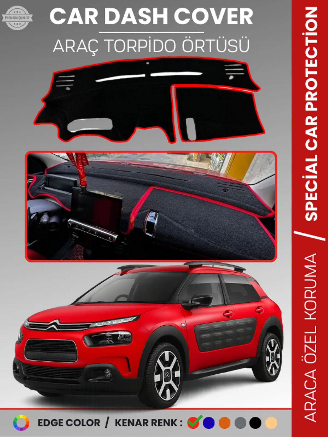 CITROEN CACTUS (2013-2018) Uyumlu Torpido Örtüsü Araca Özel Ön Göğüs Koruma