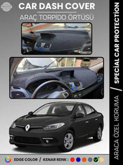 RENAULT FLUENCE NAVİGASYONLU BÜYÜK EKRANLI (2013-2016) Uyumlu Torpido Örtüsü Araca Özel Ön Göğüs Koruma