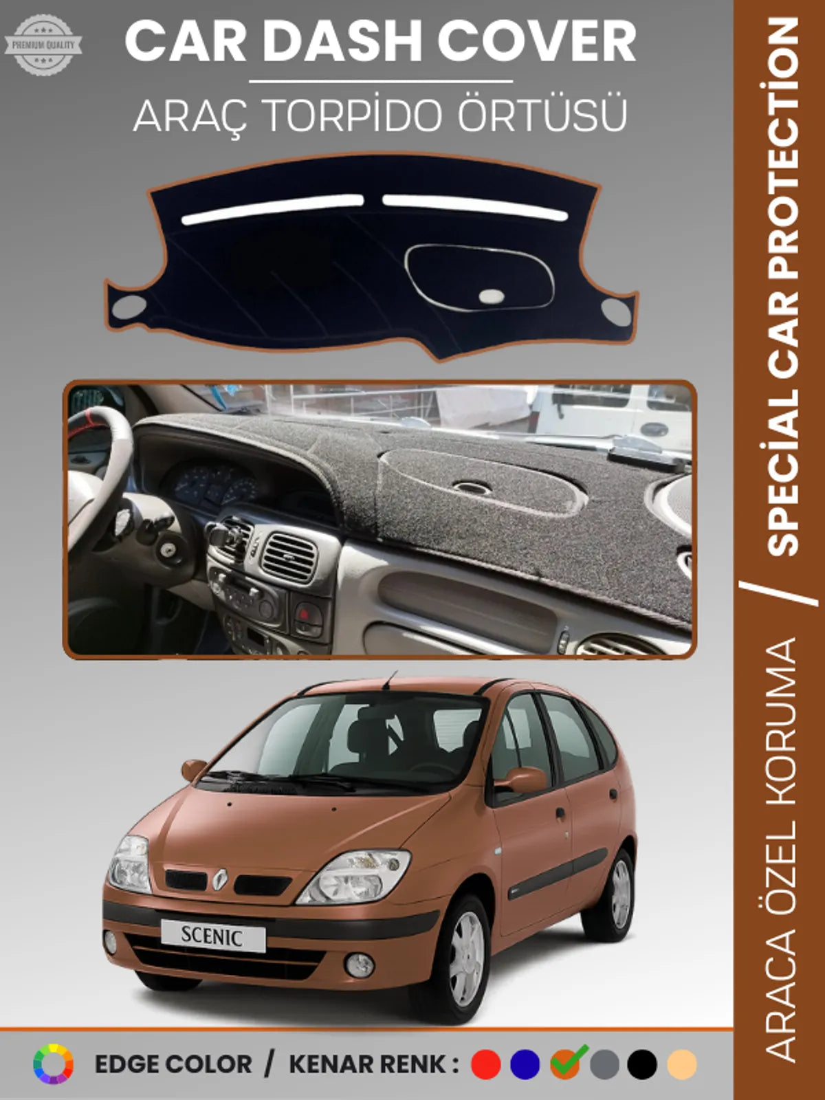 RENAULT SCENIC 1 (1999-2003) Uyumlu Torpido Örtüsü Araca Özel Ön Göğüs Koruma