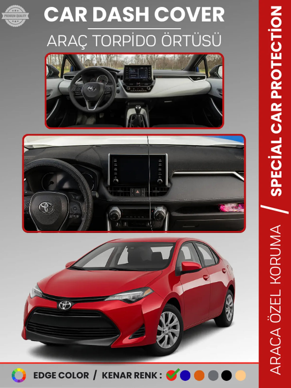 TOYOTA COROLLA (2019+) Uyumlu Torpido Örtüsü Araca Özel Ön Göğüs Koruma