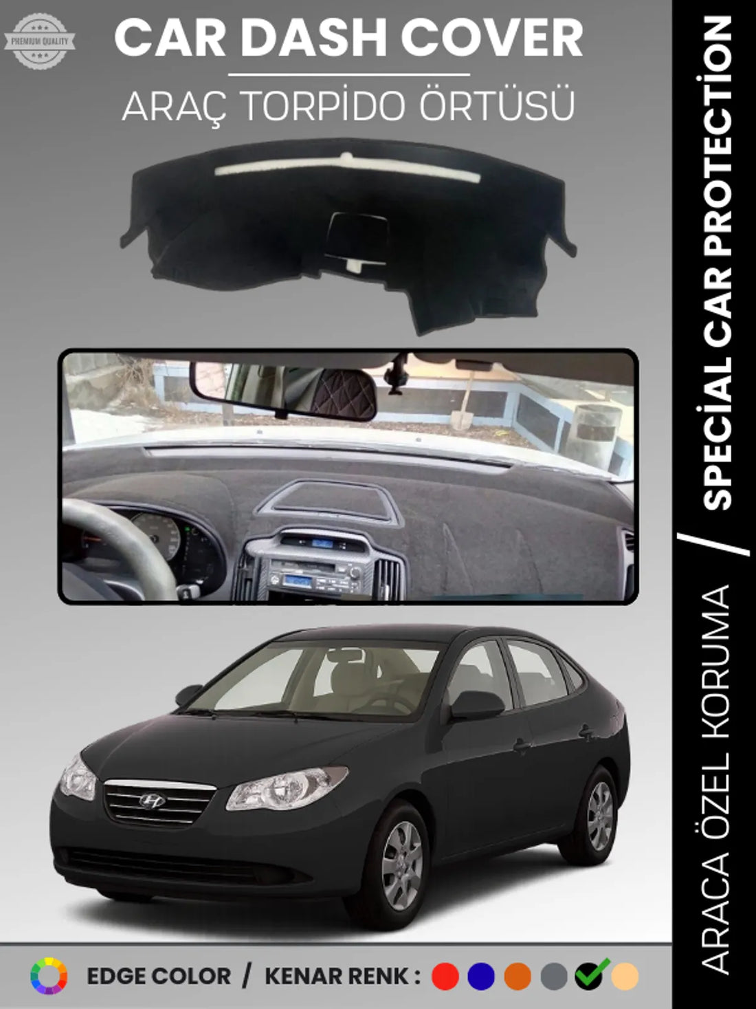 HYUNDAİ ELANTRA (2007-2011) Uyumlu Torpido Örtüsü Araca Özel Ön Göğüs Koruma