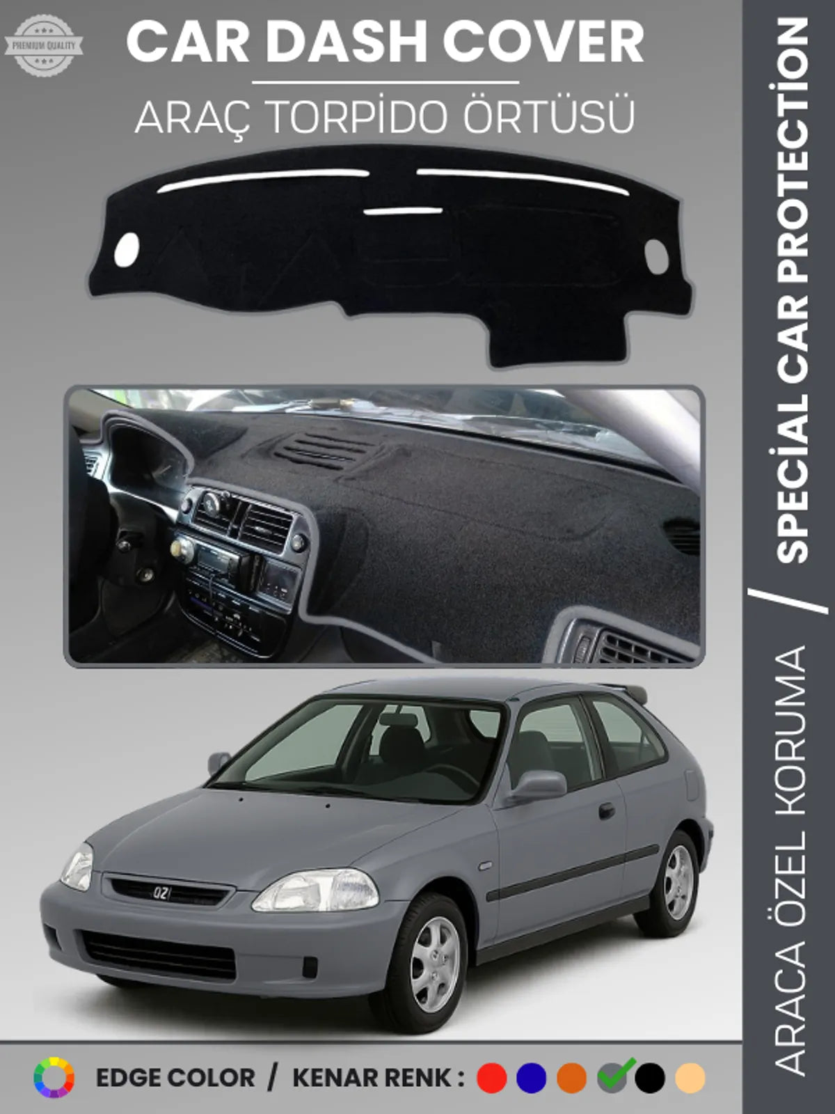 Honda CİVİC EJ-EK-EM (1995-2000) Uyumlu Torpido Örtüsü Araca Özel Ön Göğüs Koruma