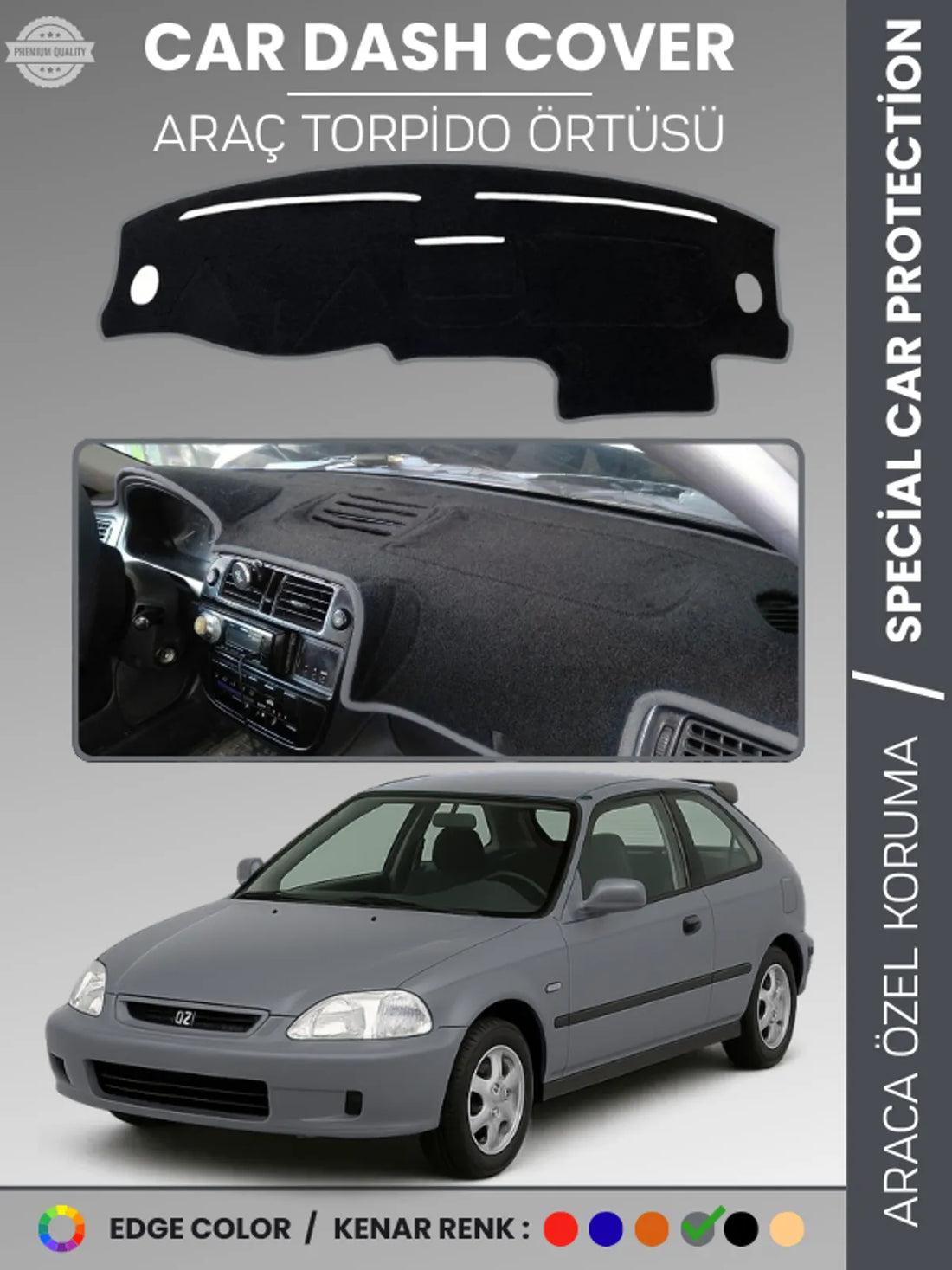Honda CİVİC EJ-EK-EM (1995-2000) Uyumlu Torpido Örtüsü Araca Özel Ön Göğüs Koruma