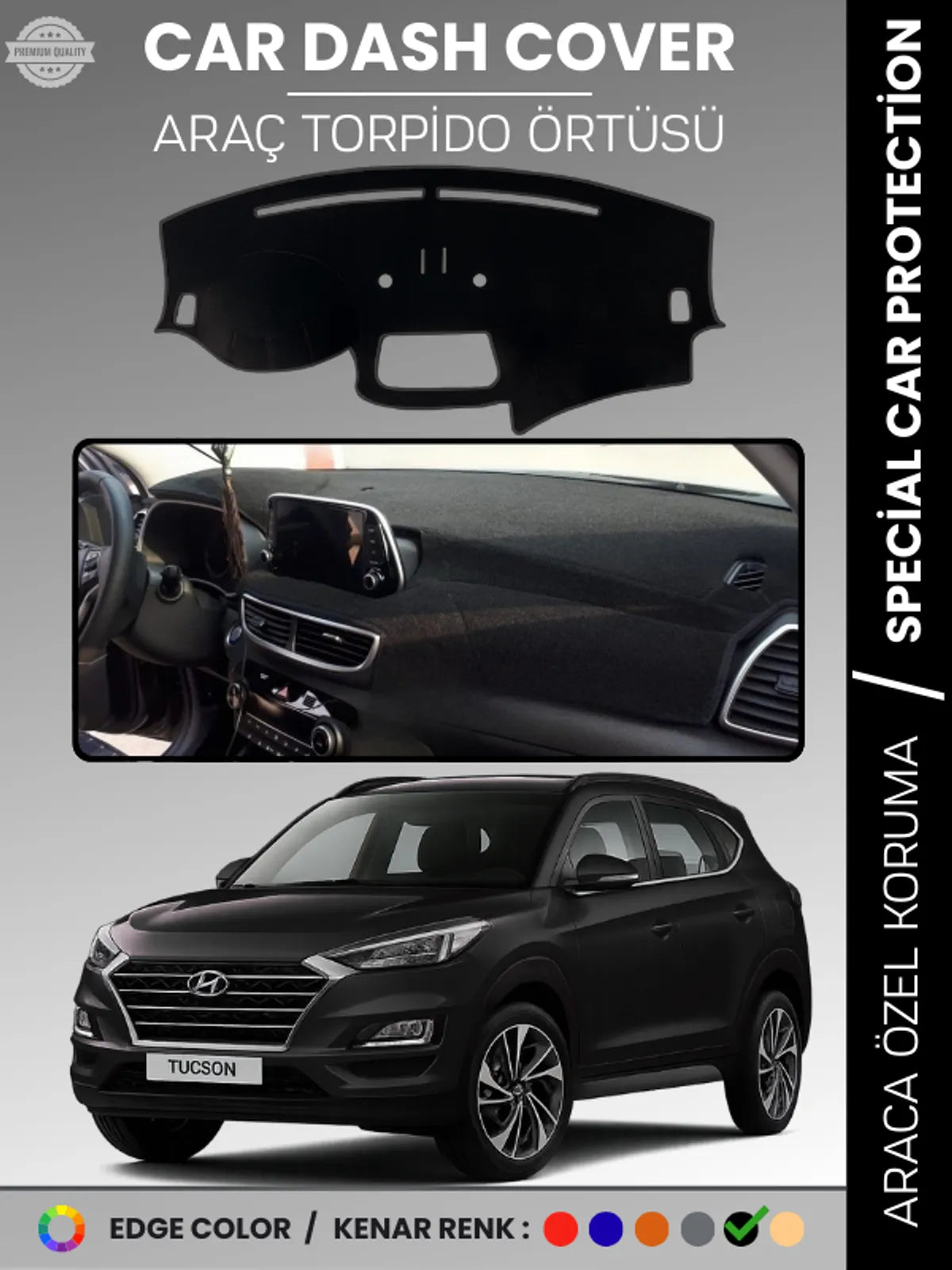 HYUNDAİ TUCSON (2018+) Uyumlu Torpido Örtüsü Araca Özel Ön Göğüs Koruma