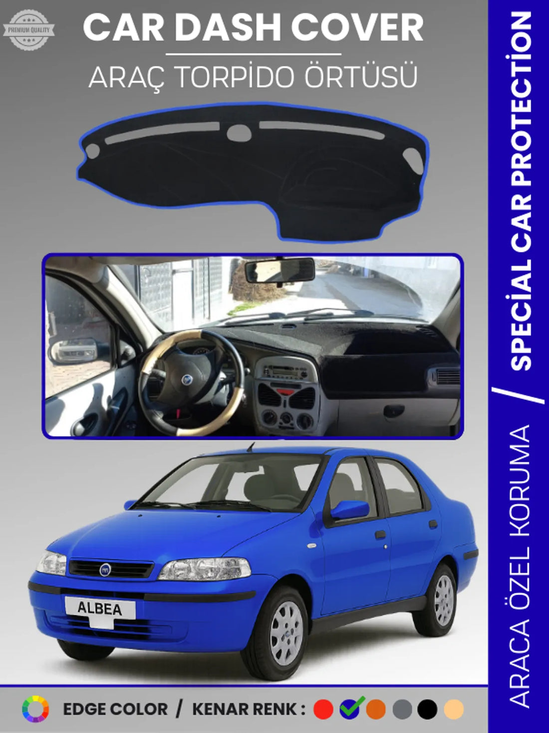 FIAT ALBEA (1999-2005) Uyumlu Torpido Örtüsü Araca Özel Ön Göğüs Koruma