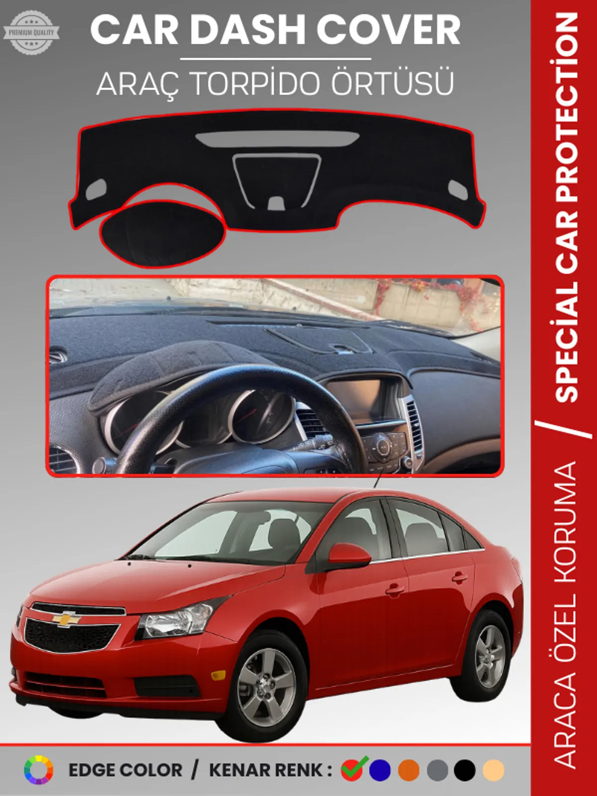 CHEVROLET Cruze (2008-2011) Uyumlu Torpido Örtüsü Araca Özel Ön Göğüs Koruma