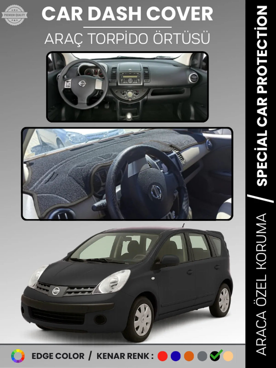 NİSSAN NOTE E11 (2005-2009) Uyumlu Torpido Örtüsü Araca Özel Ön Göğüs Koruma